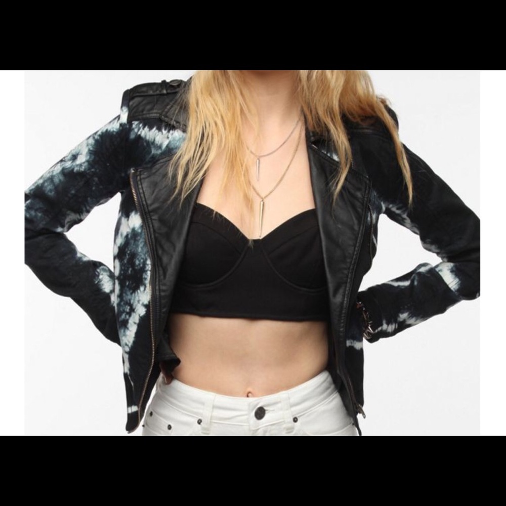 Sparkle & Fade Tie-DyeFaux Leather Moto Jacket